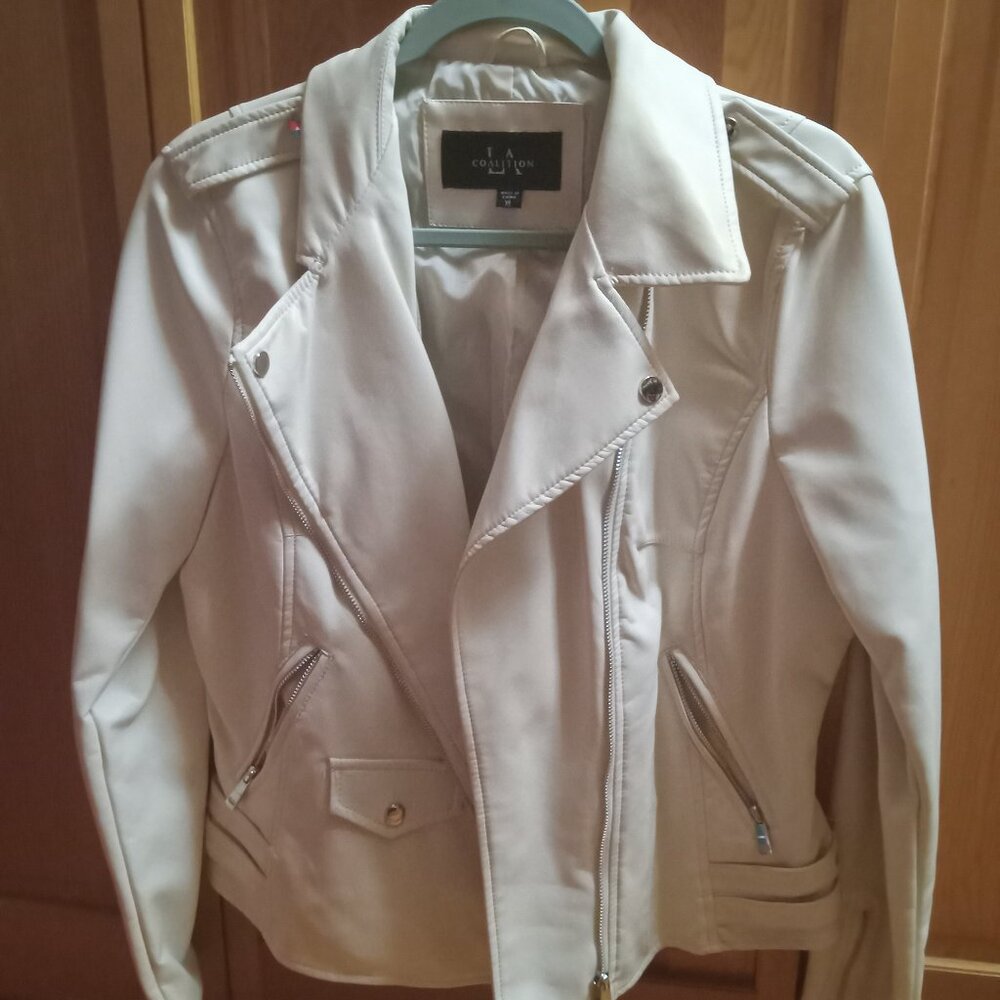 LA Coalition White Faux Leather Jacket